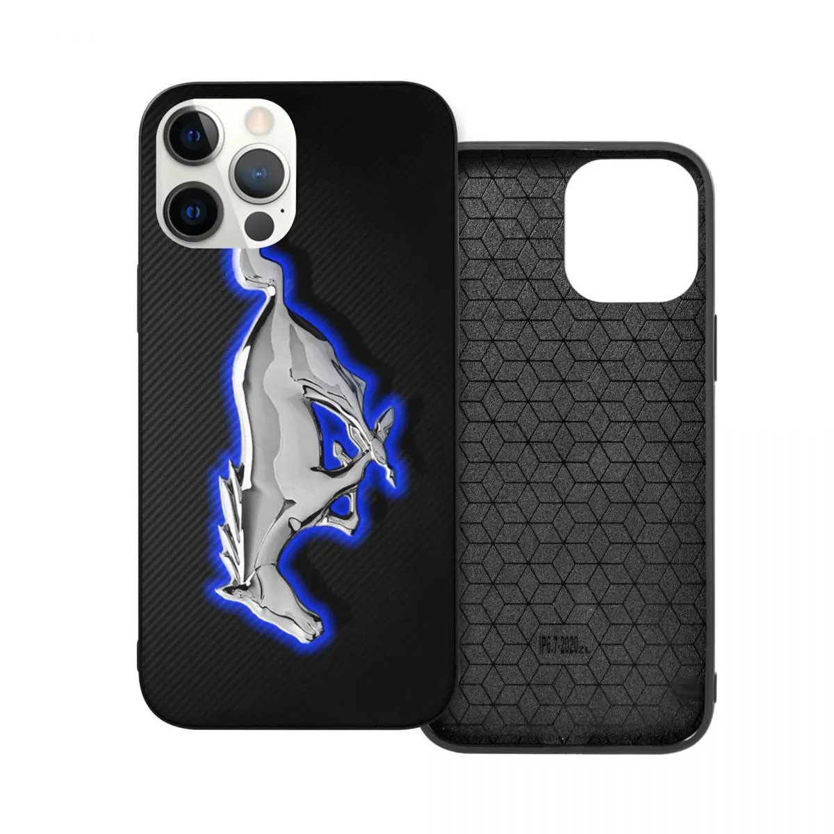 

Mustang PC Glass TPU Phone Bumper for iPhone 12 11 Xs Xr X Pro Max Mini 7 8 Se2 Plus 6 6S
