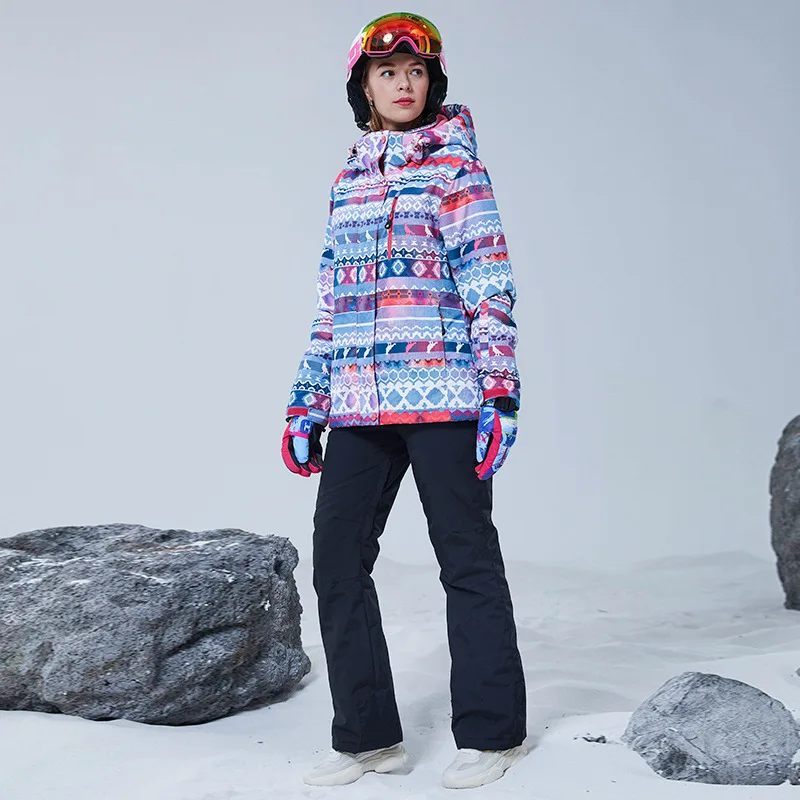 Женский лыжный комплект для русской зимы Водонепроницаемая дышащая Теплая