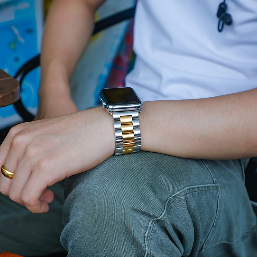 Ремешок из нержавеющей стали для apple watch band 44 мм iwatch 42 40 correa 38 ремешок часов