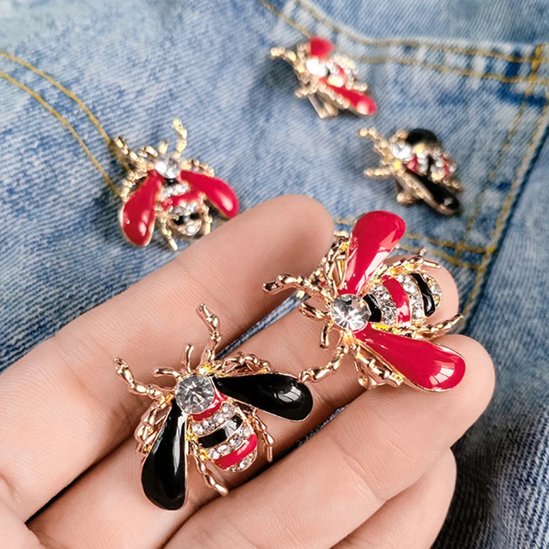 

Small Full Red Pink Crystals Ladybug Brooches For Kids Girls Shirt Gold-color Insect Beetles Brooch Corsage Scarf Accessorie