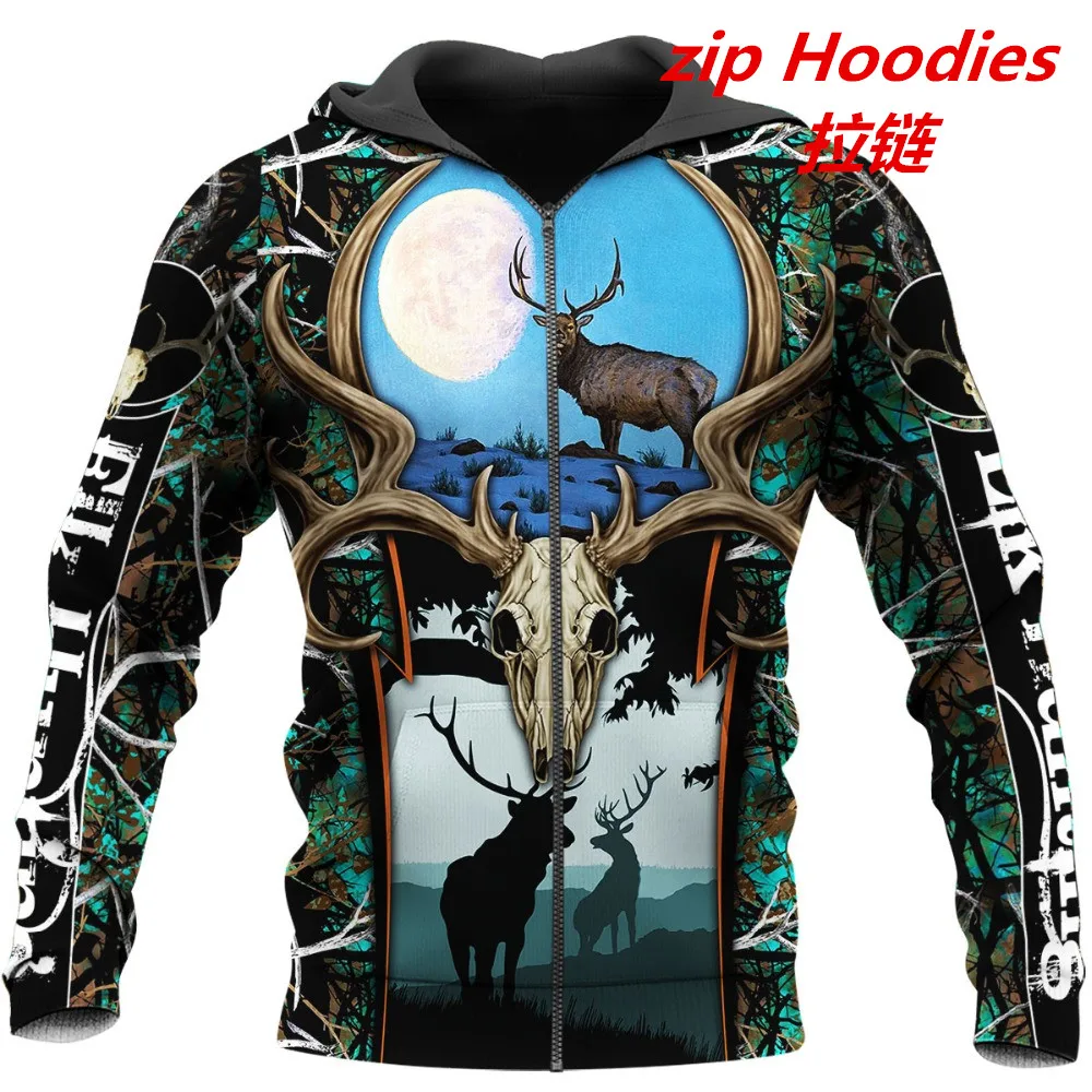 

2020 Newest Fashion Men Hoodie animal Elk Hunting 3D Printed Harajuku Sweatshirt Unisex Casual Pullover hoodies top 84489