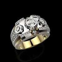 gold silver two color mechanical inlaid white diamond design ring creative fashion piece
