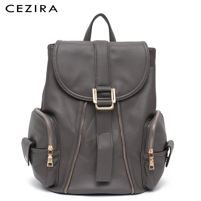 

CEZIRA, повседневные Рюкзаки из искусственной кожи для мужчин и женщин, модные большие сумки на плечо, унисекс, функциональный ранец, веганская...