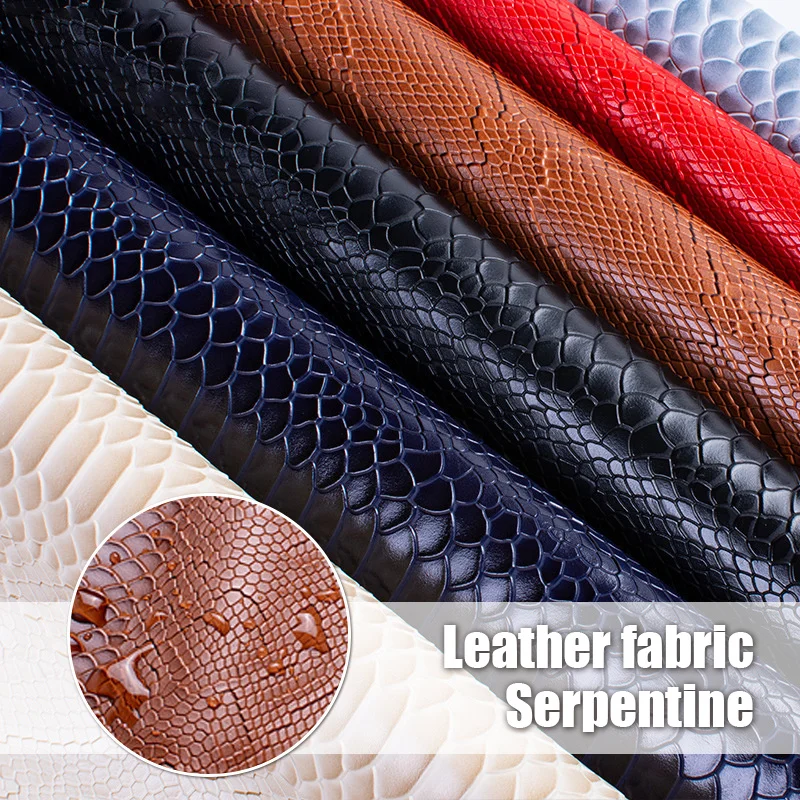 50x137cm 1.2mm Thick Mamba Snake Pattern Leather Fabric Artificial Synthetic Leather Fabric Diy Upholstery Luggage Wallet Belt