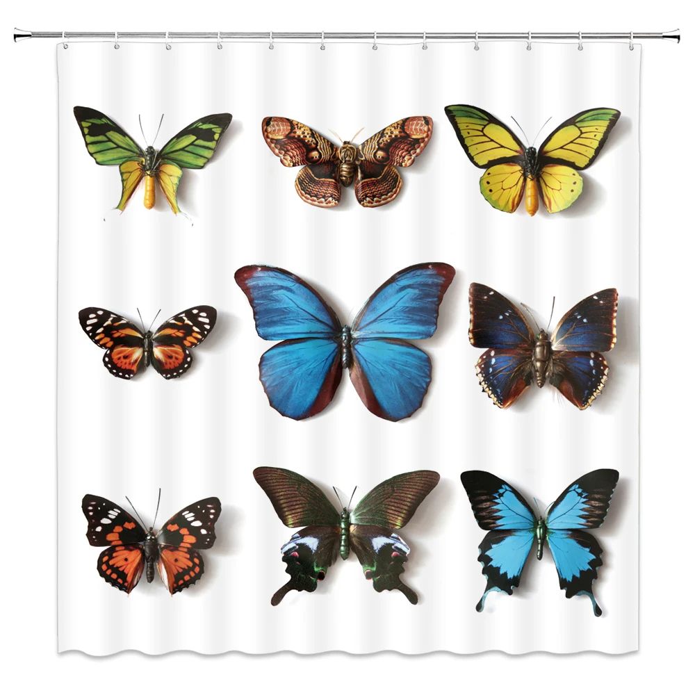 

Butterfly Bathroom Curtains Shower Curtain 3d Printing With Hooks Waterproof Polyester Cloth Home 180*200cm Bathing Curtain