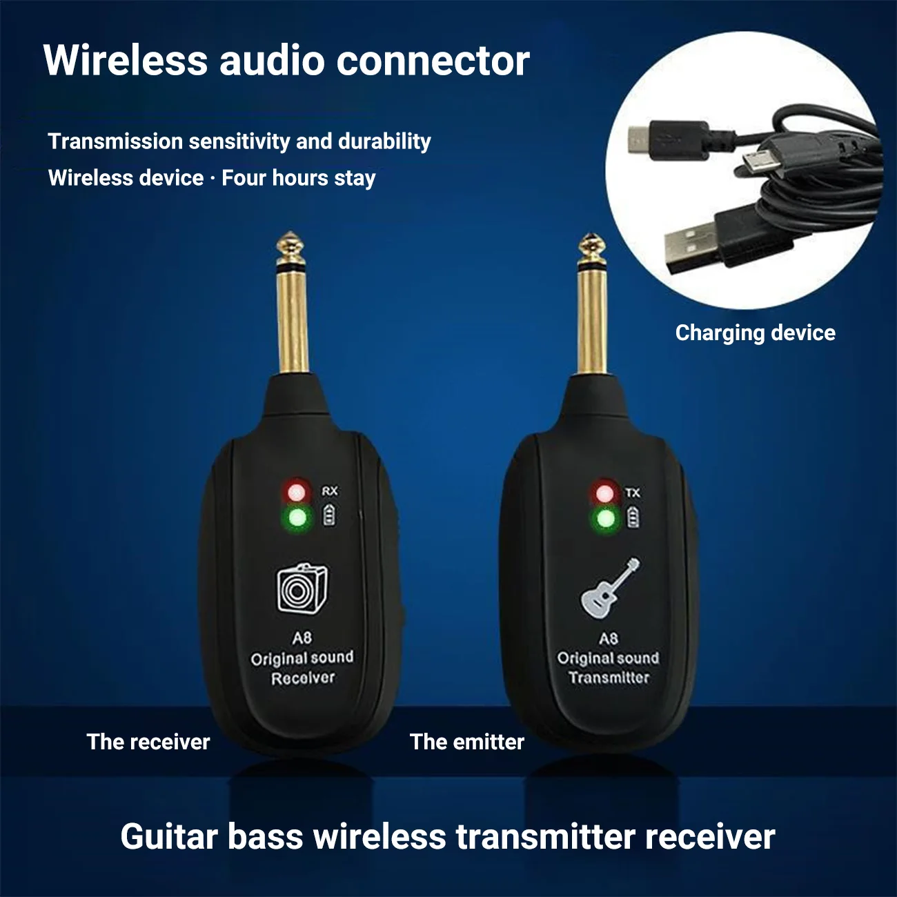 wireless guitar system gebaut in wiederaufladbare 4 kanäle wireless gitarre sender empfänger für elektrische gitarre bass free global s