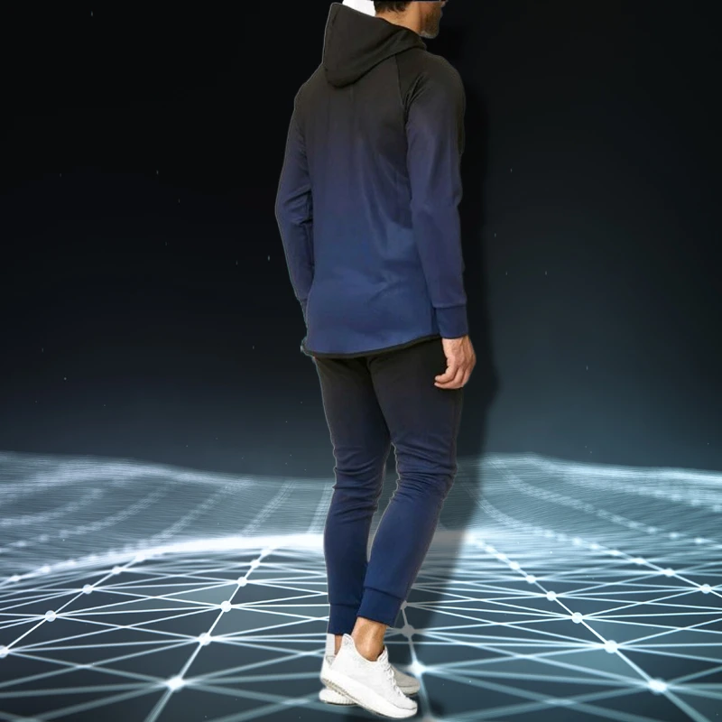 

2021 new high-quality jogging men's track suit suit sports zipper top autumn and winter fashion suit + digital gradient