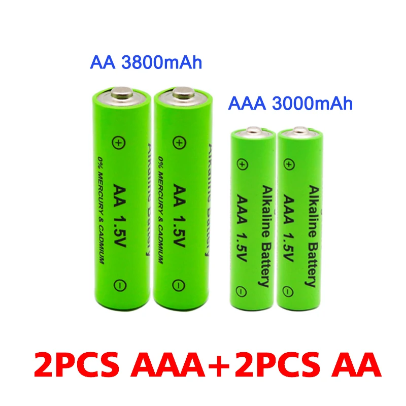 

AAA + AA rechargeable AA 1.5V 3800mah - 1.5V AAA 3000mAh alkaline battery flashlight toy watch MP3 player, free delivery