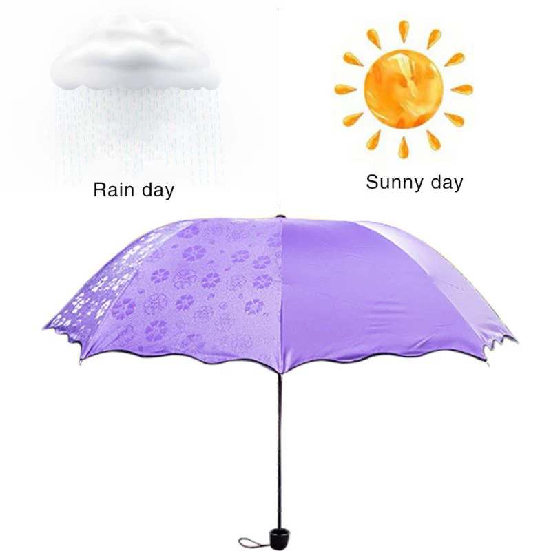 Portable Mini Water Encounter Flowering Sunny Umbrella Lady UV Protection Solid Color Sun Windproof Travel | Дом и сад