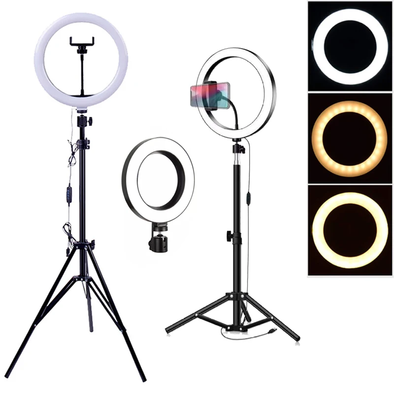 

Dimmable LED Ring Light With Tripod For Selfie Large USB Ring Lamp For Live Streaming,Makeup,Youtube, Vlog,TikTok,