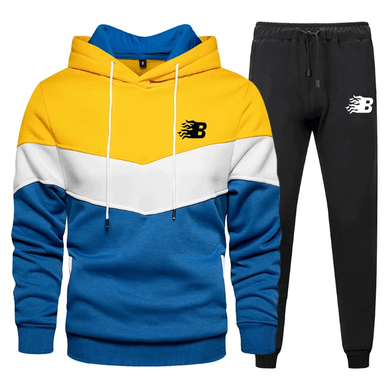 

Mens Tracksuit Set Two Piece Tracksuit Men Sports Wear Fashion Colorblock Jogging Suit Autumn Winter Men Outfits Gym CLothes Men