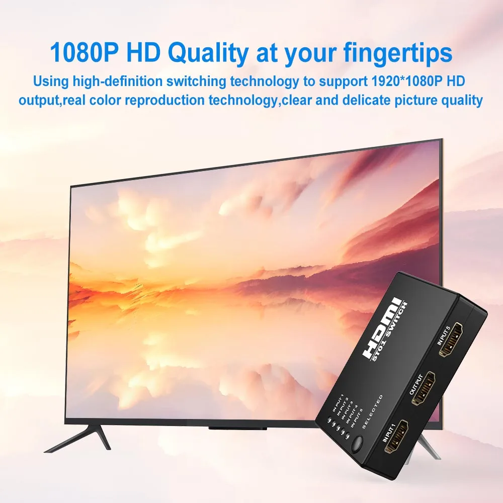 FSU 5 в 1 выход HDMI переключатель 1080P видео портов адаптер Коммутатор сплиттер с ИК