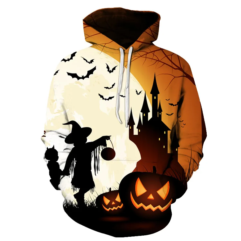 

Halloween Carnival Night Men Hoodies Anime 3D Scary Castle Witch Print Cartoon Sweatshirt Fashion Tracksuits Cool Gift hoodie
