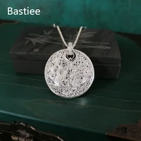 bastiee 999 sterling silver phoenix pendant for women round hollow out pendants ethnic vintage hmong handmade luxury jewelry