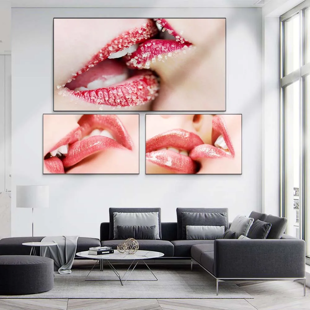 

Figure oil painting face close up red lips art canvas drawing living room corridor office home decoration mural