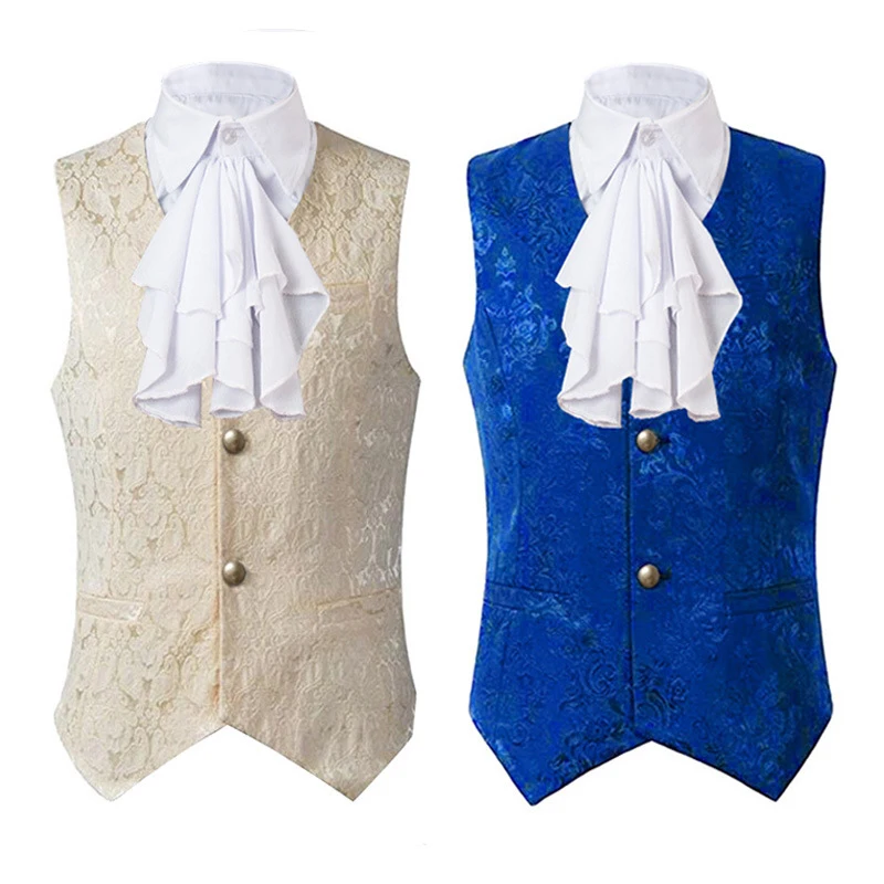 

Men's Punk Steampunk Waistcoat Medieval Cosplay Vest Men Solid Color Gothic Costume Vintage Prom Costume Including White Collar