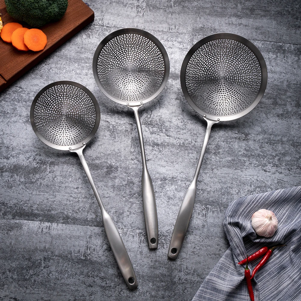 

Skimmer Strainer Colander Mesh Deep Fryer Oil Frying Scoop Noodle Dumpling Sieve Kitchen Tools Kitchenware Stainless Steel Spoon