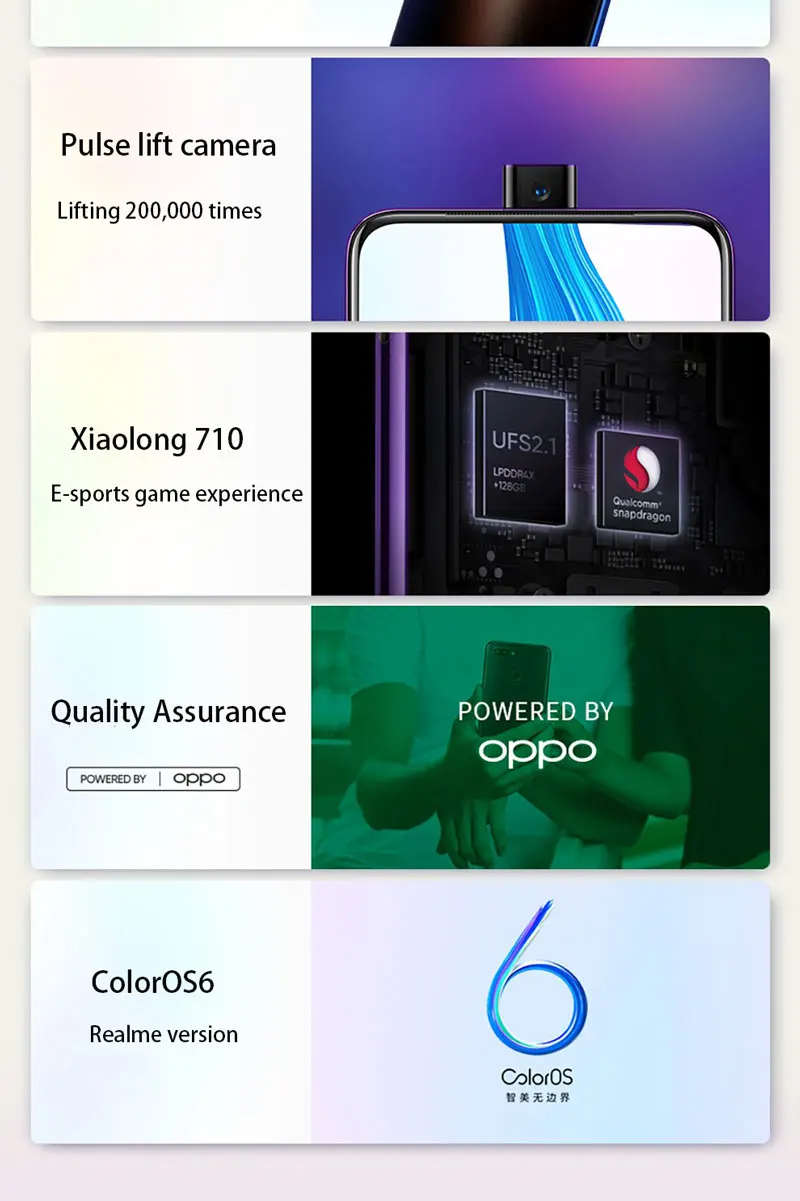 Мобильный телефон Realme X 4G/6G 64/128G 6,5" экран Android 9 Восьмиядерный 16MP+ 48MP+ 5MP камера отпечаток пальца 3765mAh мобильный телефон