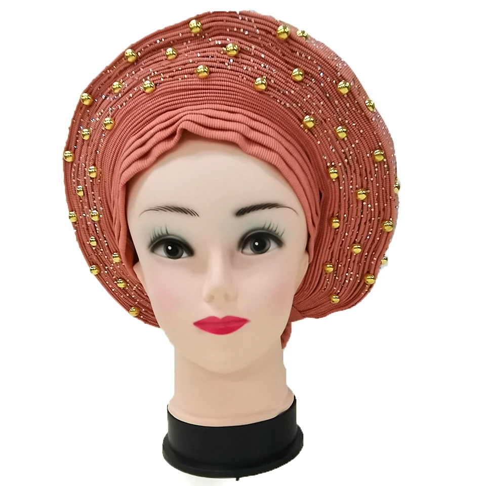 

African Aso Oke Already Made Auto Gele Headtie Caps SX01-6