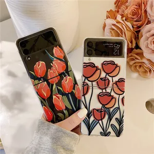 sfor samsung galaxy z flip 3 2 1 case korea cute cartoon hard crystal pc clear cover phone case for samsung galaxy z flip3 zflip free global shipping