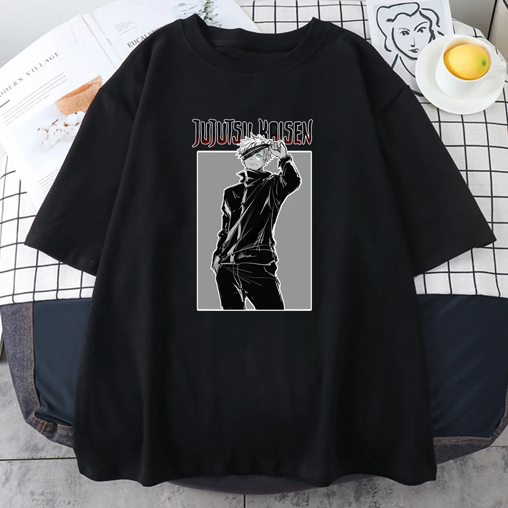 

Jujutsu Kaisen Cartoon Anime Print T Shirts Women New Summer Loose Short Sleeve O Neck Casual Tops Tee Female Harajuku Clothes