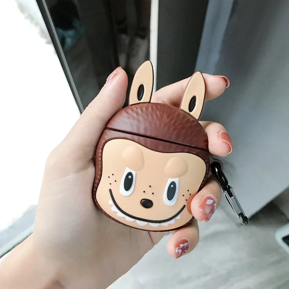 3D Пингвин чехол для наушников для Airpods чехол силиконовый розовый чехол для Apple Air pods 2 Чехол для наушников Earpods кольцо ремешок брелок