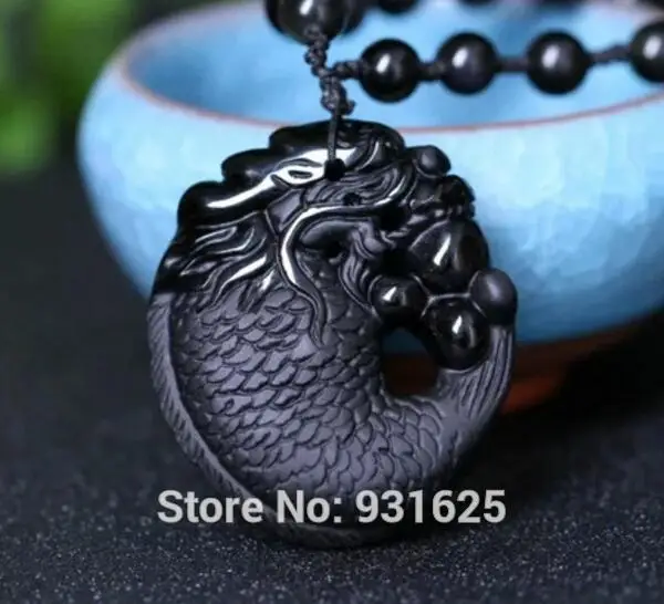 Красивые Подвески из натурального черного обсидиана ручной работы с резными