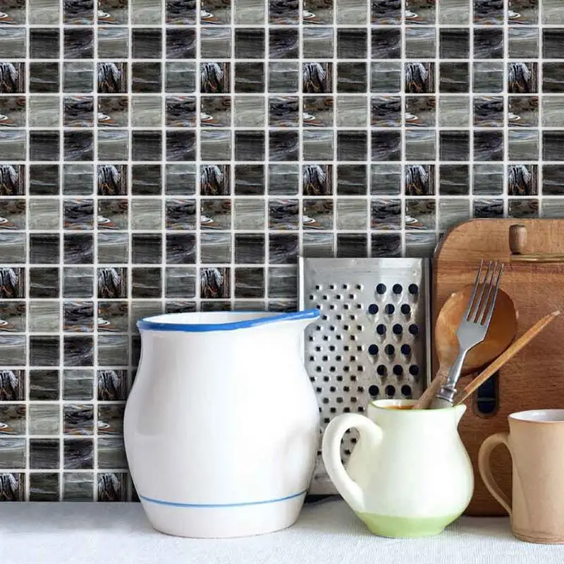 18pcs PVC Tile Sticker Imitation Splice Design Pasters Self-Adhesive Wall Decals For Kitchen Bathrooom | Дом и сад