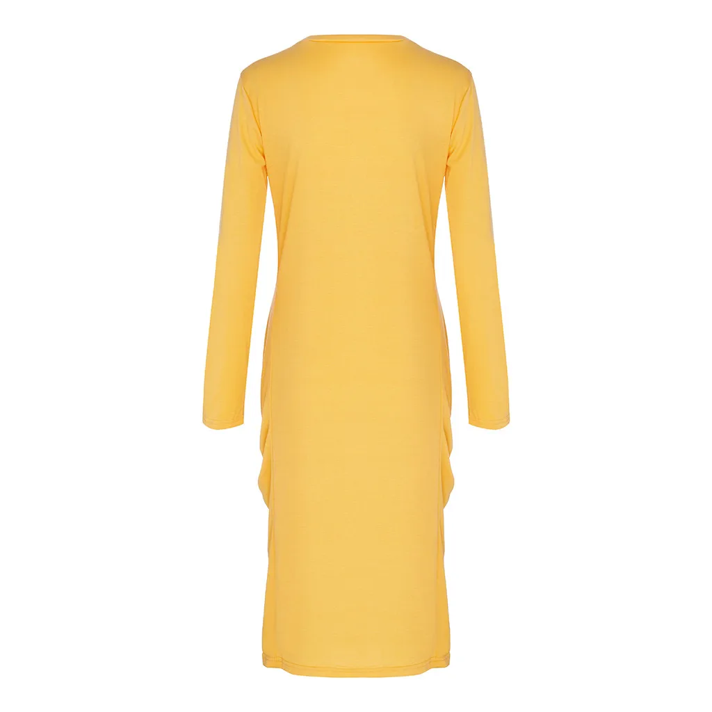 Платье женское ropa mujer vestidos de verano платья vestidos verano mujer robe femme plus повседневное однотонное XL-5XL с длинными рукавами Z4