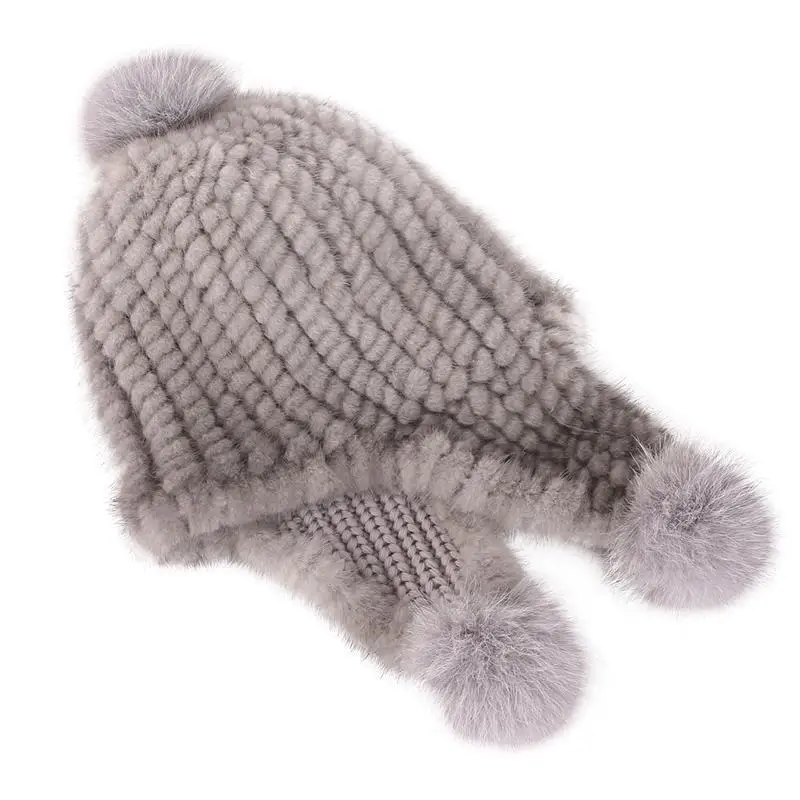 

Fashion Mink Woven Hat Ladies Suede Earmuffs Korean Version Of Autumn And Winter Thick Fox Fur Ball Fur Hat