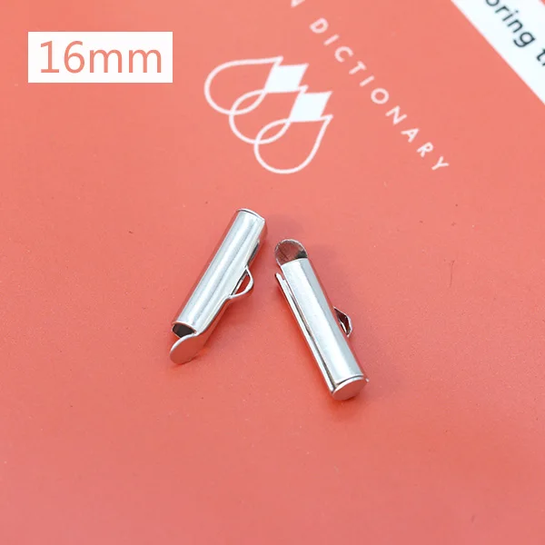 16mm nickel 50p 10/13/16/20/25/30/35/40 мм цвета: золотистый, серебристый трубы торцевые крышки слайдера ювелирные изделия выводы разъем Бисер скользить по конец застежка с пряжкой - Цвет: 16mm nickel