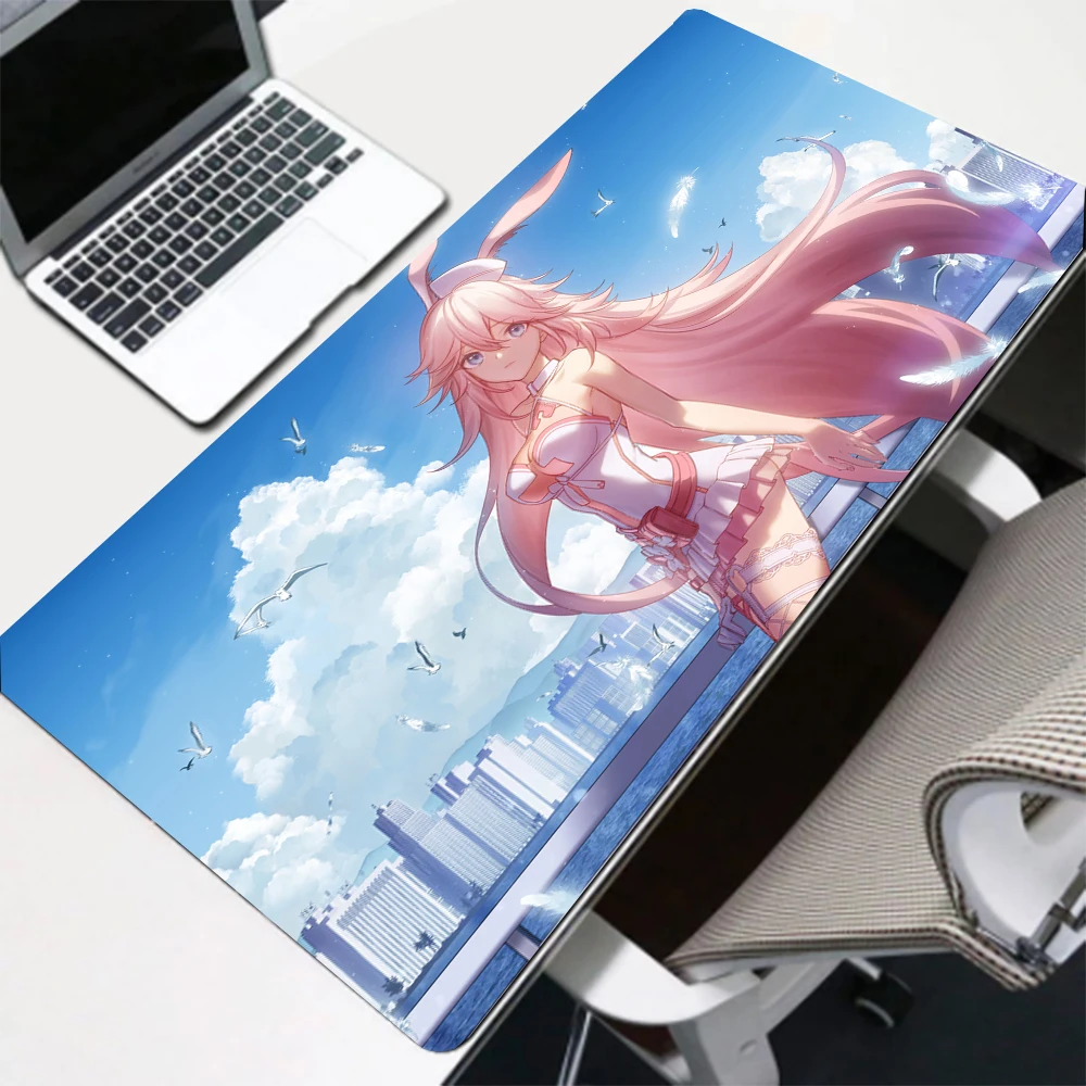 

Beautiful Rabbit Girl Rgb Anime Mouse Pad Keyboard and Mouse with Four Interface Hub Computer Desk Led Backlight Kawaii Mousepad
