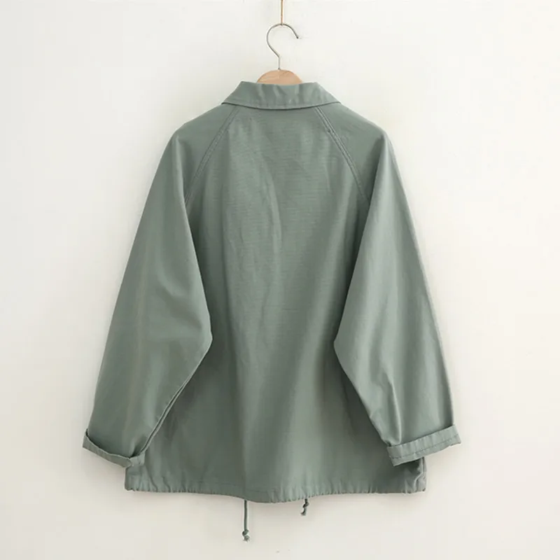 2020 Spring and Autumn New Fashion Loose Vintage Tooling Zipper Casual Women's Jacket Harajuku Long Sleeve Female Basic Coats | Женская