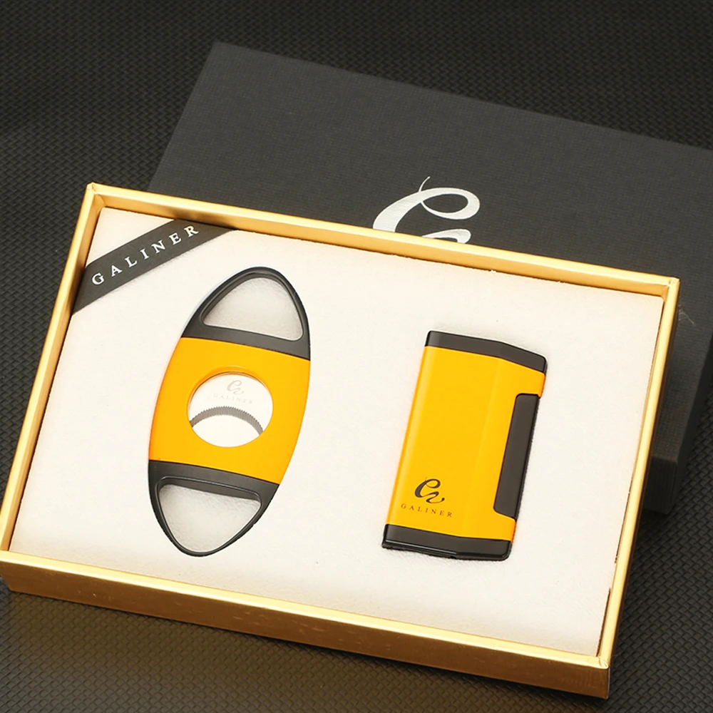 GALINER металлические зажигалки ветрозащитный 2 Jet фонарь пламени с питанием от