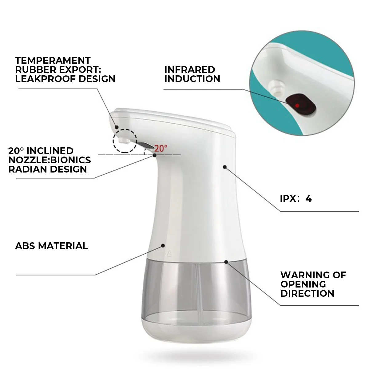 

320ml Touchless Bathroom Soap DispenserAutomatic Alcohol Sanitizer Tabletop Dispenser with IR Sensor For Kitchen Bathroom