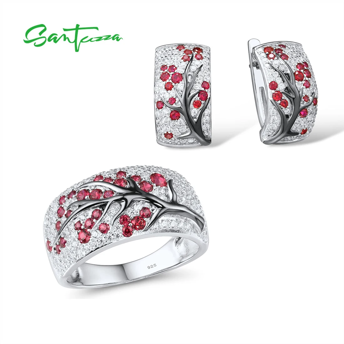 Женское серебряное блестящее розовое кольцо SANTUZZA модные ювелирные украшения из