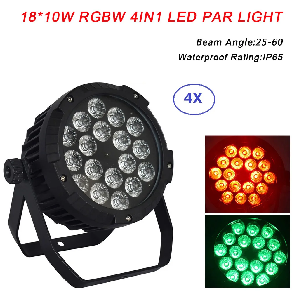 

4Pcs/Lot 18x10W RGBW 4in1 Led Par Light DMX 512 Control Disco Light DJ Wedding Bar Stage Lighting Freeshipping