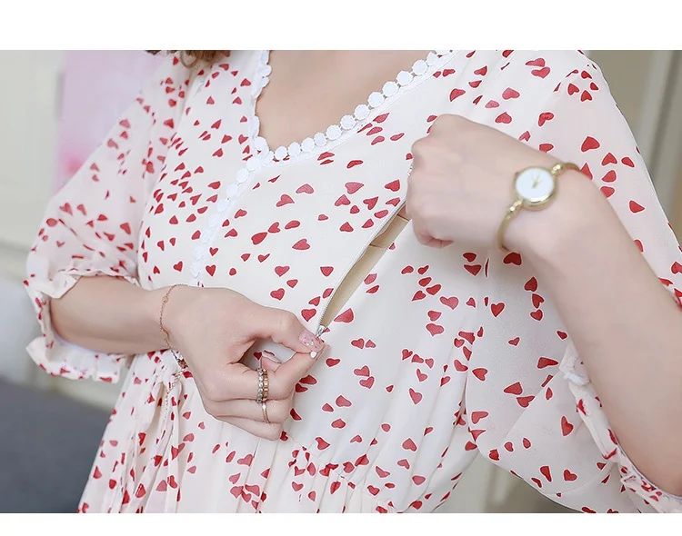 Новое летнее платье для беременных и кормящих с рукавом до локтя узкими