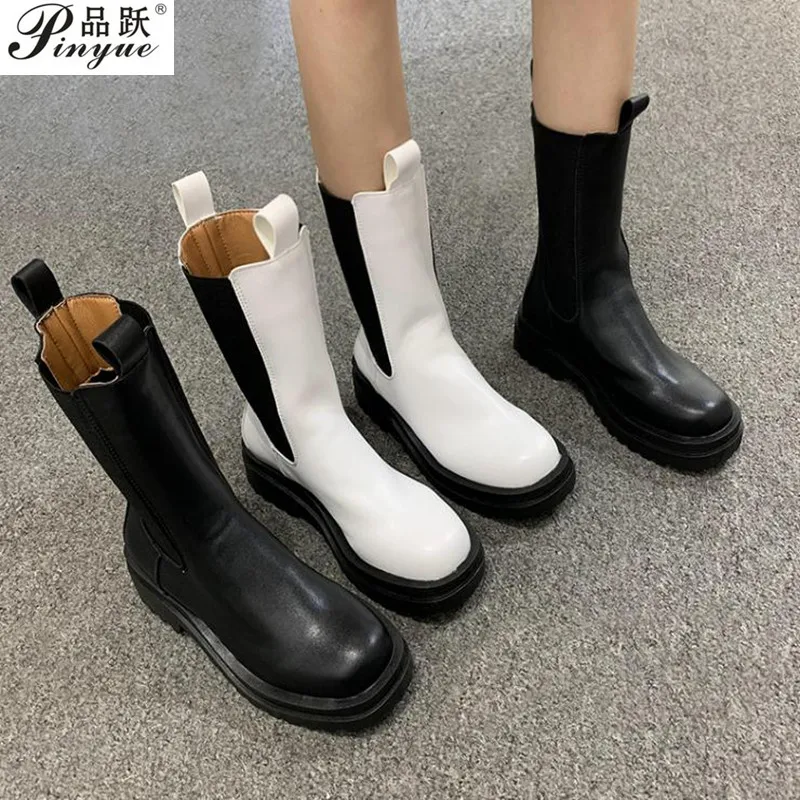 Женские ботинки на массивном каблуке Женская обувь Весенние брендовые