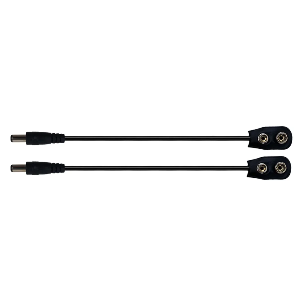 2 PCS 9V Battery Clip Converter Power Cables Snap Connector DC 2.1 5.5mm Plug For Guitar Effect Pedal Power Supply Cable 2pcs 3 5mm positive polarity guitar effect pedal converter lead cable for power supply