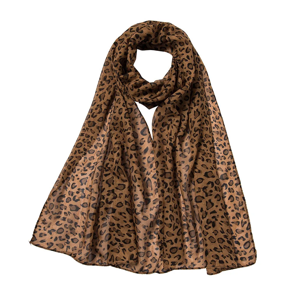 

Fashion Leopard Print Chiffon Scarf Soft All-match Long Shawl Scarf Wrap Female Vintage Beach Light Silk Scarves Shawl#fs