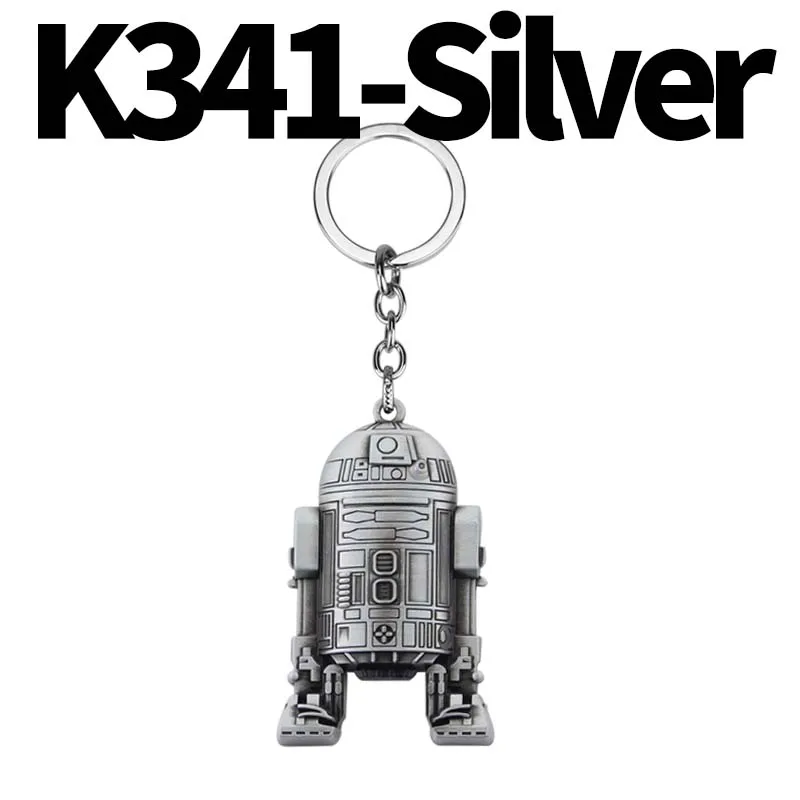 Металлический брелок для ключей Звездные войны The Force Awakens Robot R2-D2 - Цвет: K341-sliver