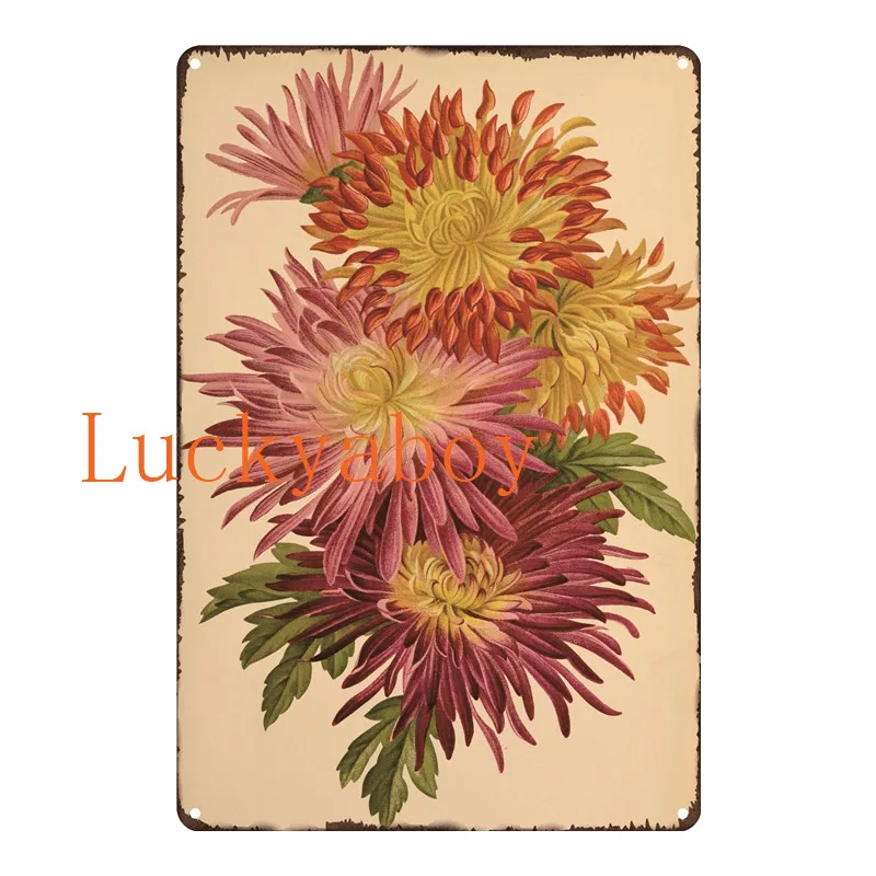 

Flower Fruit Metal Poster Vintage Tin Signs Painting Flowers Wall Art Decor Family Home Room Outdoor Decoration