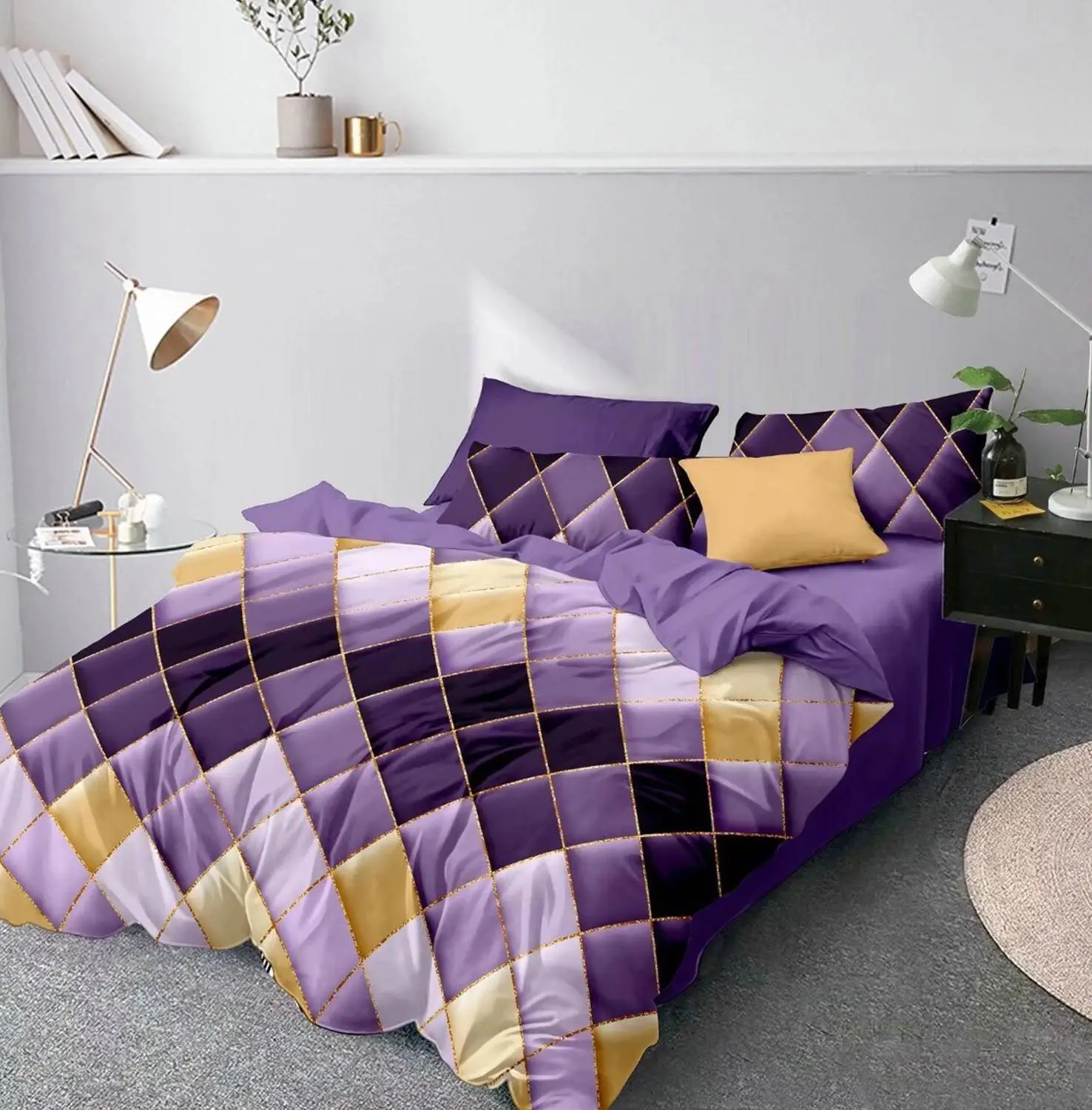 

50 Geometric Gray Duvet Cover Queen King Size Comforter 3D Bedding Queen King Northern Europe Bed Linens Brief