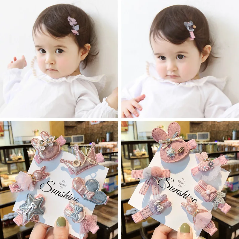 6 шт./компл. Новинка заколка для волос с мультяшным кроликом бантом цветком