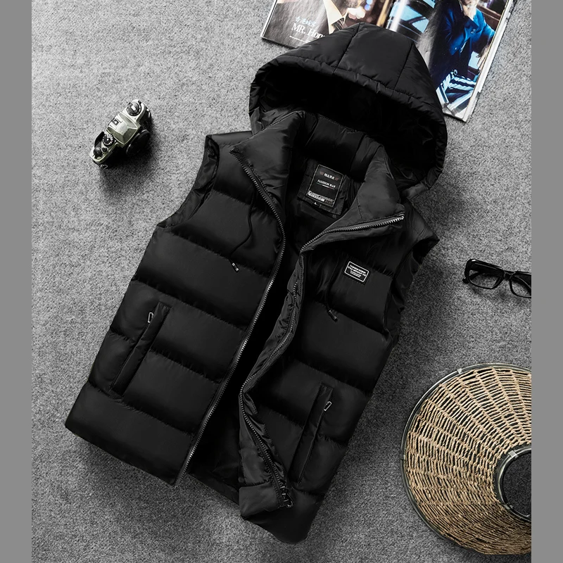 Мужская куртка жилет мужские зимние куртки жилеты Толстая хлопковая без рукавов