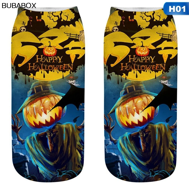 Новинка 2020 носки на Хэллоуин Женские Смешные с веселым принтом замка тыквы