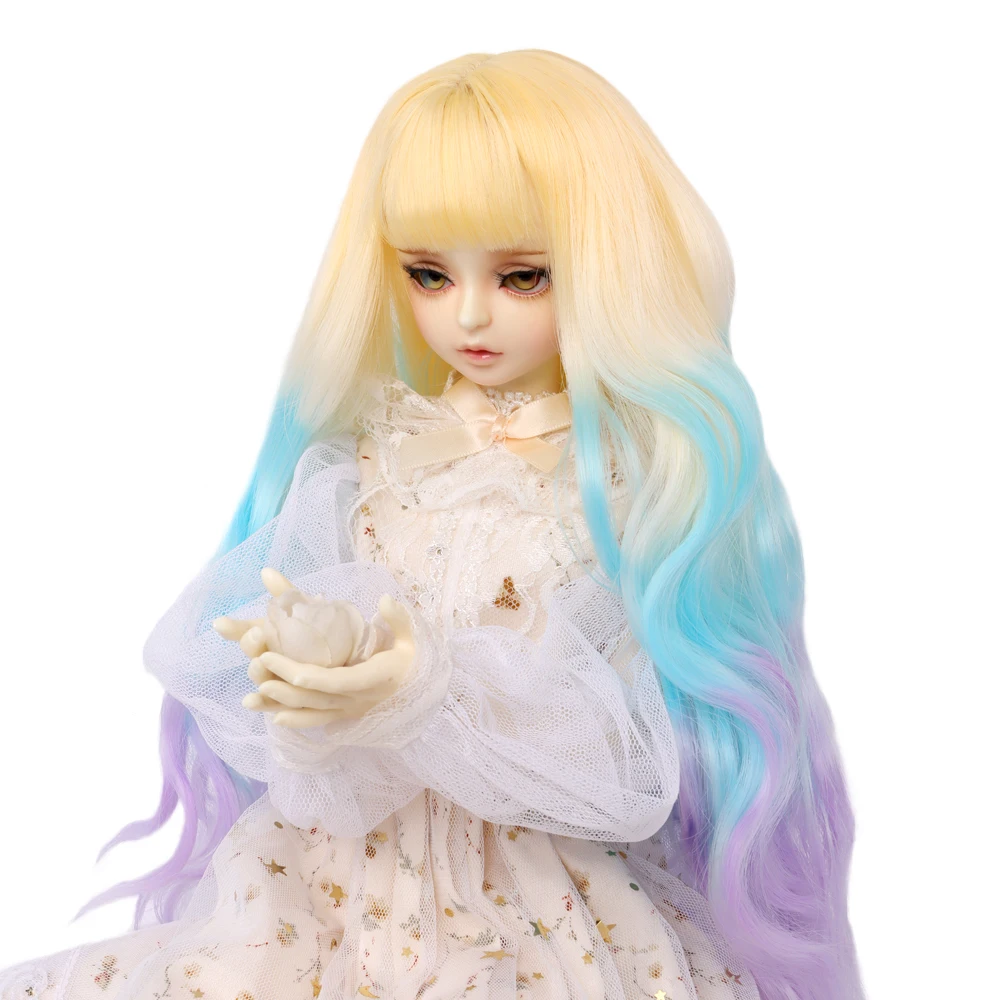 Парик для шарнирной куклы 1/3 1/4 модный высокотемпературный длинный Радужный