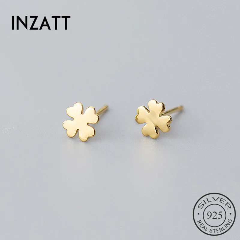 Женские серьги гвоздики с клевером INZATT изящные минималистичные ювелирные