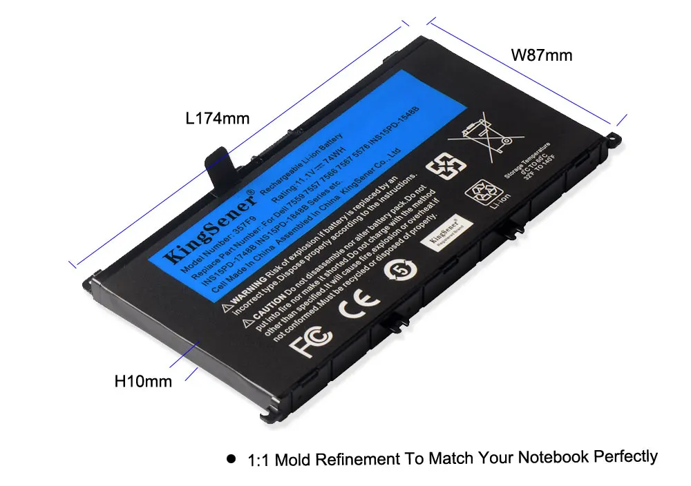 KingSener 11,1 V 74WH 357F9 Батарея для Dell Inspiron 15-7000 7559 7557 7566 7567 5576 INS15PD-1548B INS15PD-1748B INS15PD-1848B